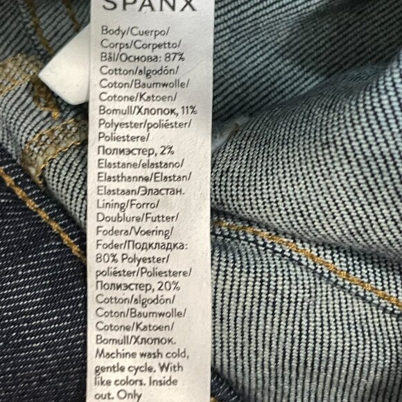 NEW Spanx Size S Cropped Kick Flare Jeans Raw Indigo 20699Q Pull-On Stretch NWT - Picture 8 of 8